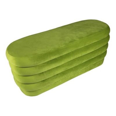 Thor 44" Oval Modern Velvet Fabric Ottoman in Fern Green