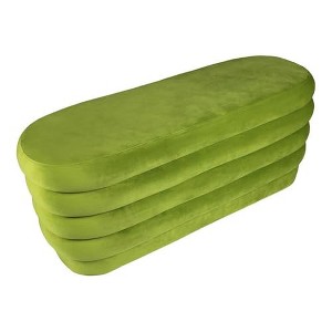 Thor 44" Oval Modern Velvet Fabric Ottoman in Fern Green - 1 of 4