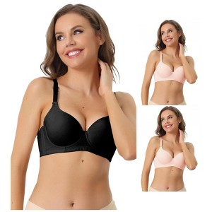 INSPIRE CHIC Women's Underwire Detachable Adjustable Straps Push Up Soft 3/4 Cup Bras 3 Packs - 1 of 4