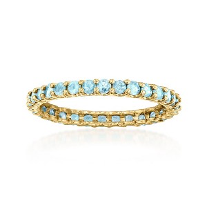 Ross-Simons 1.20 ct. t.w. Swiss Blue Topaz Eternity Band in 14kt Yellow Gold - 1 of 4
