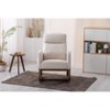 CAVINAS Premium Linen Accent Chair with Solid Wood Legs, Convenient Side Pocket, High-Back Rocking Armchair for Living Room, Natural Beige - 2 of 4