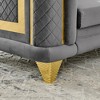 89"-Seater & 69" Loveseat Velvet Luxury Tufted Sofa Set with Embroidered Texture, Gold Stainless Steel Trims and 7 Decorative Pillows - 4 of 4