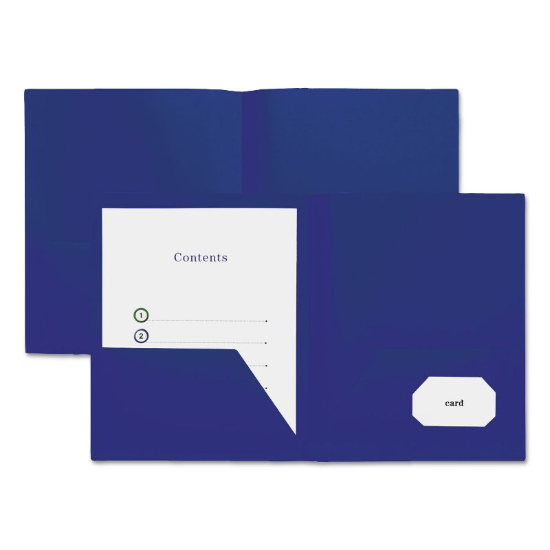 Universal Two-Pocket Plastic Folders 11 x 8 1/2 Navy Blue 10/Pack 20541, 4 of 5
