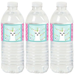 Big Dot of Happiness Whole Llama Fun - Llama Fiesta Baby Shower or Birthday Party Water Bottle Sticker Labels - Set of 20 - 1 of 4