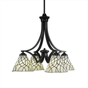 Toltec Lighting Zilo 4 - Light Chandelier in  Matte Black with 7" Sandhill Art Glass Shade - 1 of 1