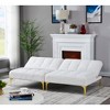 71" Teddy Fabric Convertible Sofa Bed Futon with Gold Metal Legs, High-Quality Foam Support and Freely-Combined Two-Piece Design - 3 of 4