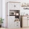 Modern Kitchen Pantry Cabinet with Microwave Stand, Tall Hutch Bar Cabinet with Drawers & Adjustable Shelves, Large Wood Storage Cabinet for Dining R - 2 of 4