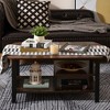 HOMCOM Vintage Industrial Coffee Table with Under-Top Storage Shelves and Rounded Corners, Dark Wood Color - 2 of 4