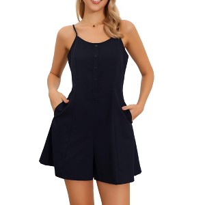 INSPIRE CHIC Women's Summer Casual Sleeveless Adjustable Spaghetti Strap Shorts Jumpsuits with Pockets - 1 of 4