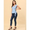 Allegra K Women's V Neck Sleeveless Self Tie Wrap Front Dotted Blouse - 2 of 4