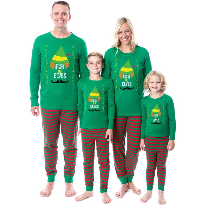 Elf The Movie Film Christmas Elves Tight Fit Family Pajama Set, 1 of 5