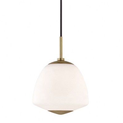 Mitzi Jane 1 - Light Pendant in  Aged Brass Opal Matte Glass Shade  Shade