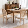 French Country Rattan Back Dining Chairs Set of 2 with Linen Seat and Carved Wood Frame for Dining Room-Cuddlewood - 2 of 4