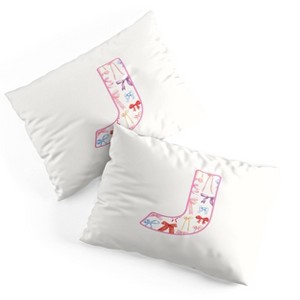 Deny Designs Standard April Lane Art Fancy Bow Monogram J Microfiber Printed Pillow Sham - 1 of 3