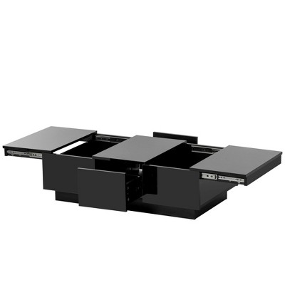 NicBex Modern 39.3" Rectangle Coffee Table Extendable Center Table with 2 Drawers, Hidden Storage and Sliding Top for Living Room