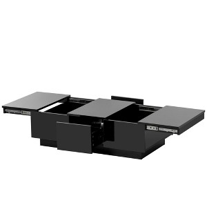 NicBex Modern 39.3" Rectangle Coffee Table Extendable Center Table with 2 Drawers, Hidden Storage and Sliding Top for Living Room - 1 of 4