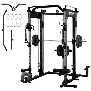 Coucheta Smith Machine Home Gym 2200Lbs Power Rack with Weights, Duable Cable & LAT Pulldown System, Strength Training Power Cages with Leg Hold-Down - 1 of 4