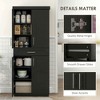 Resenkos Modern Kitchen Pantry Freestanding Cabinet Cupboard with Doors and Drawer, Adjustable Shelving, Black - 3 of 4