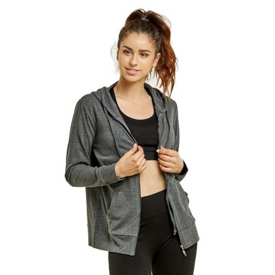 Sofra Women's Cotton Comfort Zip Up Hoodie Jersey Sweater