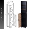 Evideco French Home Goods Tall Bathroom Storage Cabinet with Open Shelves and Vented Door, Black and Brown - Bergen Collection - 3 of 4