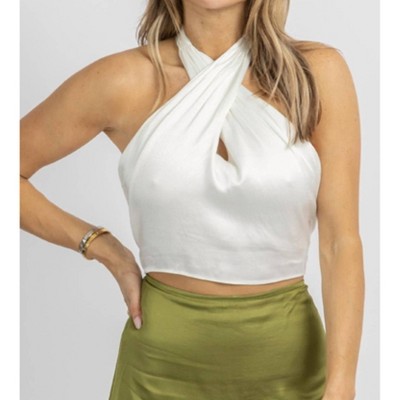 Women's FRONT CROSS BACK-TIE SATIN CROP - DO+BE