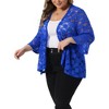 Women's Plus Size Open Front 3/4 Sleeve Sheer Lace Casual Cardigan - Agnes Orinda - 2 of 4