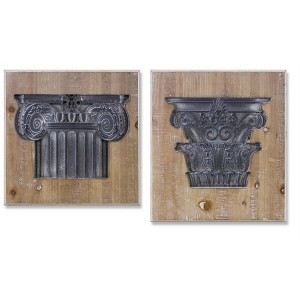 Vintage Pillar Wall Plaque (Set of 2) Wood Frame 15.75 Inch Decorative Accent By Melrose - 1 of 3