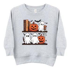 Halloween Bookshelf Ghosts - Toddler Graphic Sweatshirt and Youth Graphic Sweatshirt - 1 of 3
