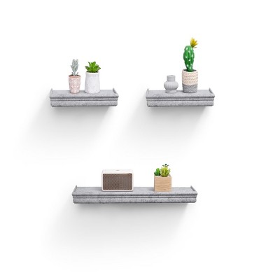 Syemin Decorative Wall Shelf 3 Set Floating Shelves Wall Mounted Wood Shelves Wall Decor Storage Picture Ledge Shelf, Grey, 23.62"*5.91"*1.57"