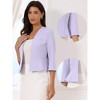 Allegra K Women's Open Front Collarless 3/4 Sleeve Peplum Business Work Suit Blazer - 2 of 4