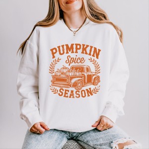 Simply Sage Market Pumpkin Spice Season Truck Distressed Lightweight Garment Dyed Sweatshirt - 1 of 4