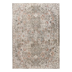 8' Gray Ivory And Brown Medallion Runner Rug - 1 of 4