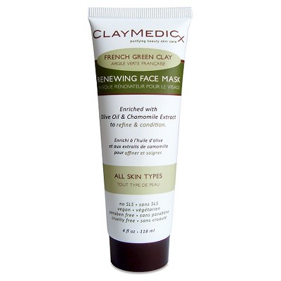 Claymedicx French Green Clay Renewing Face Mask - Olive Oil & Chamomile - 4oz