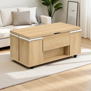 Lift-Top Coffee Table with Storage & 4 Stools - 1 of 4