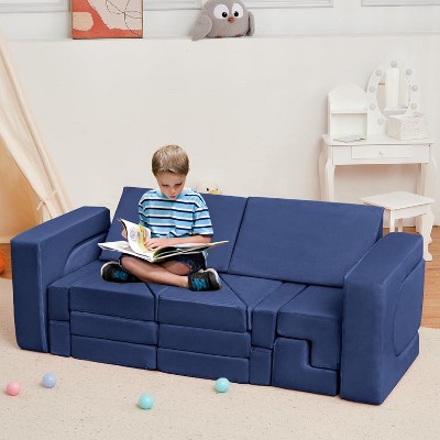 Acekool 22-Piece Kids Play Couch - Reconfigurable Modular Sofa with Soft Velvet Covers for Playrooms & Indoor Playtime (Grey)