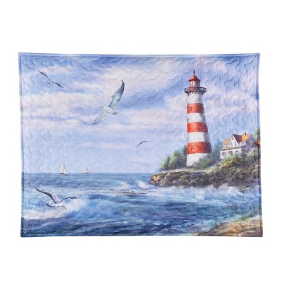 Collections Etc Lighthouse Coastal Detailed Scene Pillow Shams - Set of 2