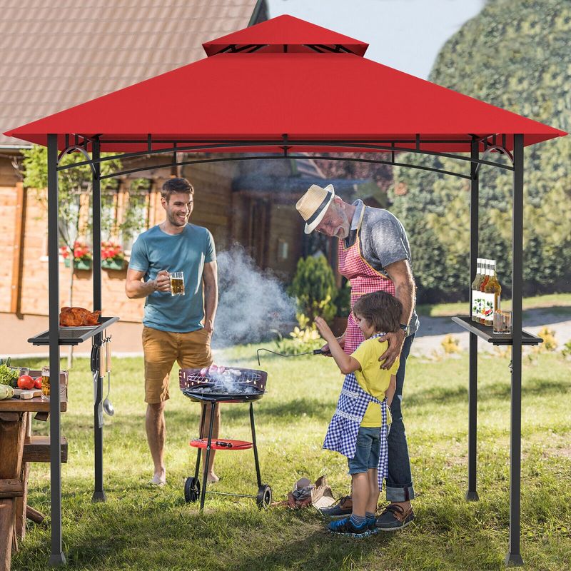 Tangkula 8' x 5' BBQ Grill Gazebo 2-Tier Barbecue Canopy Vented Top Shelves Shelter, 3 of 9
