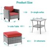 Sonkuki 5 Pieces PE Rattan Furniture Set with Side Table, Patio Chair with Washable Cushion, Ottomans for Balcony, Porch and Yard - 3 of 4