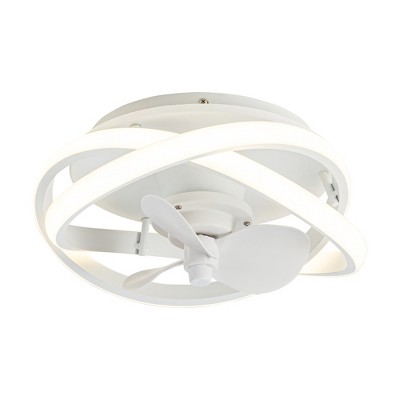 Parrot Uncle 12.5" White 3-Blade Flush Mount Caged Ceiling Fan, Modern