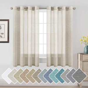 Natural Linen Blended Semi-Sheer Curtains Privacy Assured with Nickel Grommet for Living Room - 1 of 4