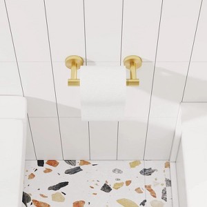 LunaLulinlk Brushed Gold Double Post Pivoting Wall Mounted Stainless Steel Toilet Paper Holder for Bathroom RV - 1 of 4