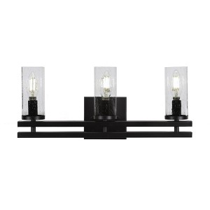 Toltec Lighting Belmont 3 - Light Vanity in  Matte Black with 2.5" Clear Bubble Shade - 1 of 1