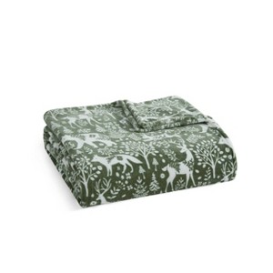 Martha Stewart 60"x70" Nordic Forest Throw Blanket Green - 1 of 4