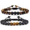 Turandoss 2PCS Natural Tiger Eye Stone Beaded Bracelets for Men Boys, Lava Rock Bracelet Adjustable, Birthday Jewelry Gifts for Men Boys, 8MM Beads - 2 of 4