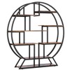 Resenkos Bookshelf, Bookcase Standing Shelf Unts,Round Bookshelf, 63 Inch Etagere Bookcase with Staggered Shelves,Brown - 4 of 4