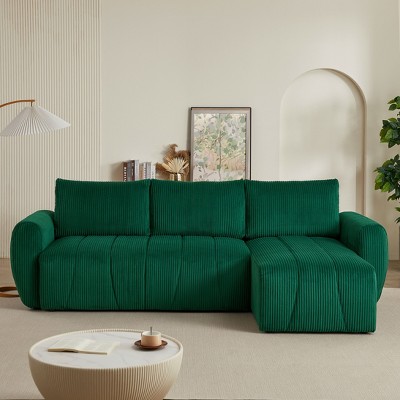 VYNXARIA Convertible Sectional Sofa Couch, Modern Fabric 3 Seater L-Shaped Couch for Living Room, Apartment, Office, Small Space£¬Dark Green