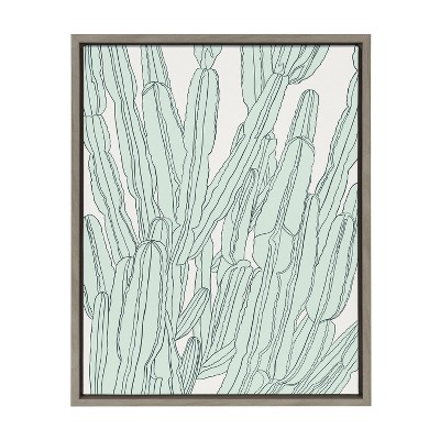 Kate and Laurel Sylvie Cacti Garden Framed Canvas by Alicia Schultz, 18x24, Gray