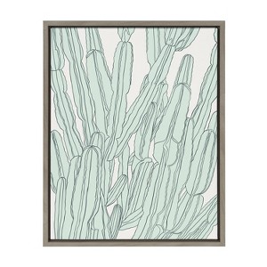 Kate and Laurel Sylvie Cacti Garden Framed Canvas by Alicia Schultz, 18x24, Gray - 1 of 4