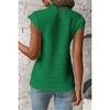 Amaryllis Women's Textured Pleated Top High Neck Cap Sleeve Elegant Structured Blouse - 3 of 4