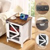 Farmhouse Nightstand with Charging Station, 18" Bedside End Table with Barn Mesh Door - 3 of 4